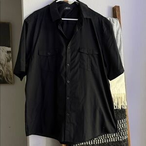 Alfani Black Casual Button Down Shirt